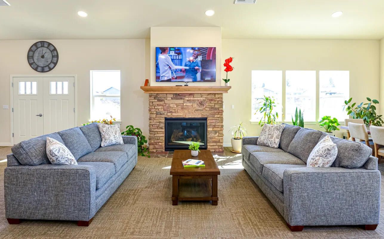  Tons of seating with cozy gas fireplace. 