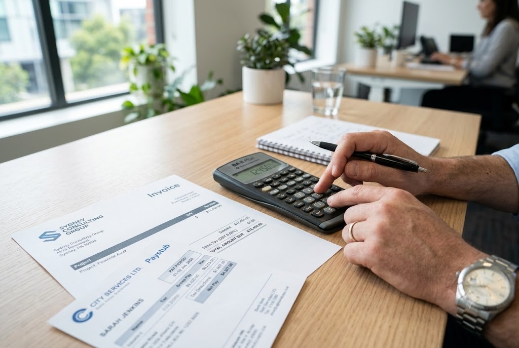 Financial calculator and tax documents calculating Oregon 0% sales tax savings